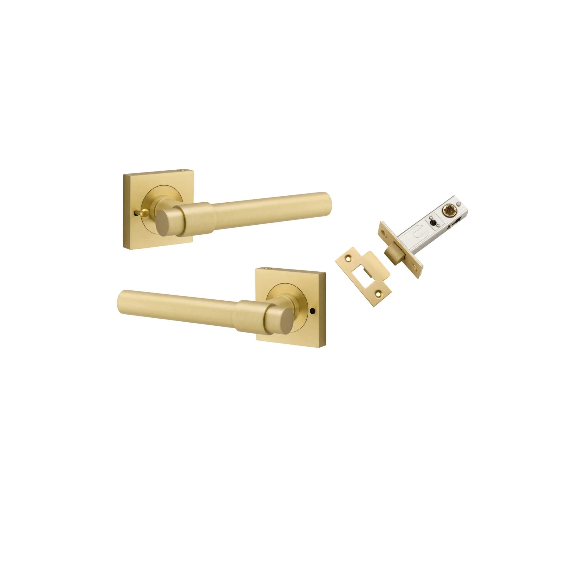 Helsinki Lever - Square Rose - Entry Point - Iver - Brushed Gold PVD - Door Levers