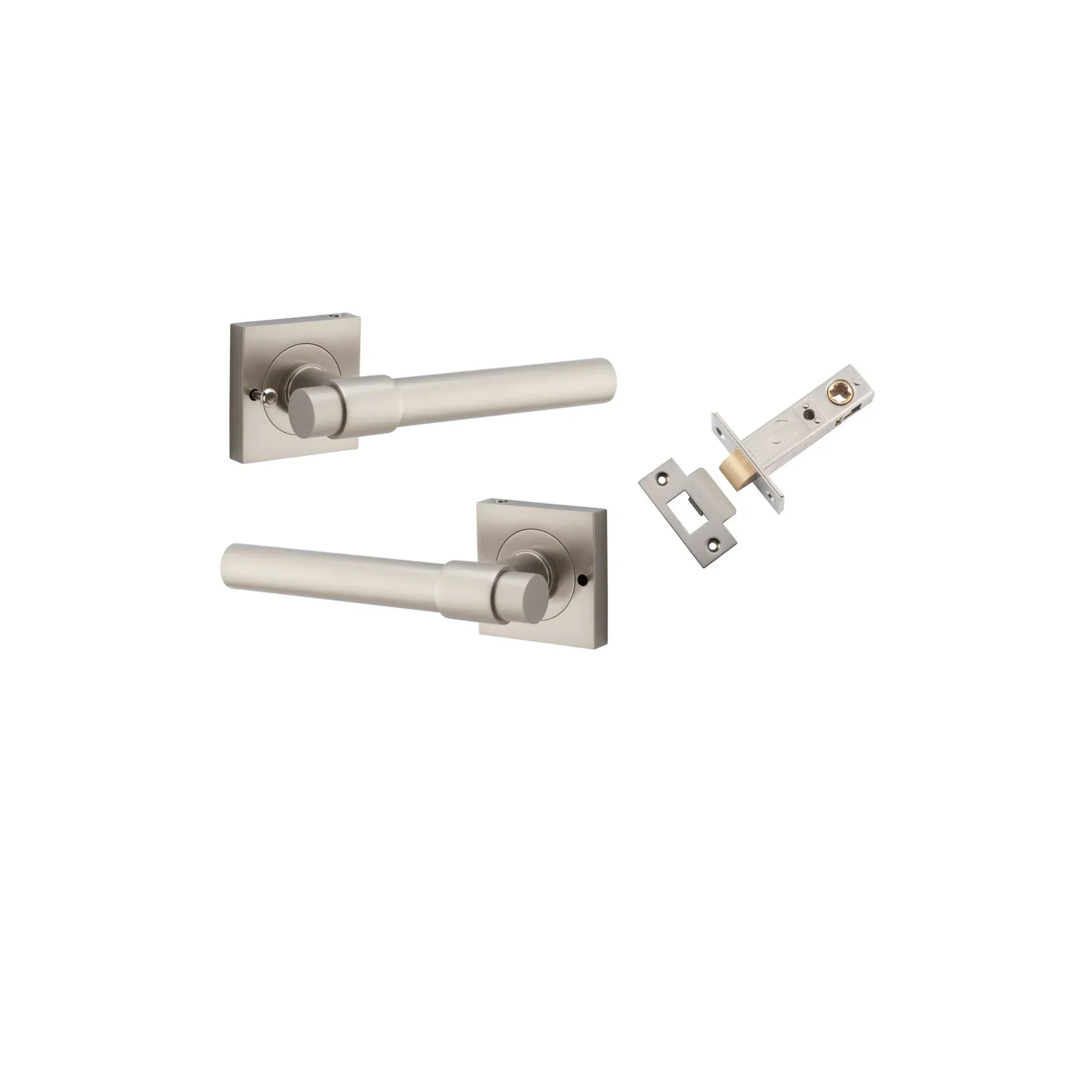 Helsinki Lever - Square Rose - Entry Point - Iver - Satin Nickel - Door Levers