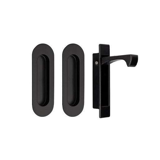 Duke Oval Flush Pull Kit - Black - By Zanda