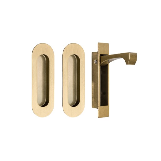 Duke Oval Flush Pull Kit - Satin Brass - By Zanda