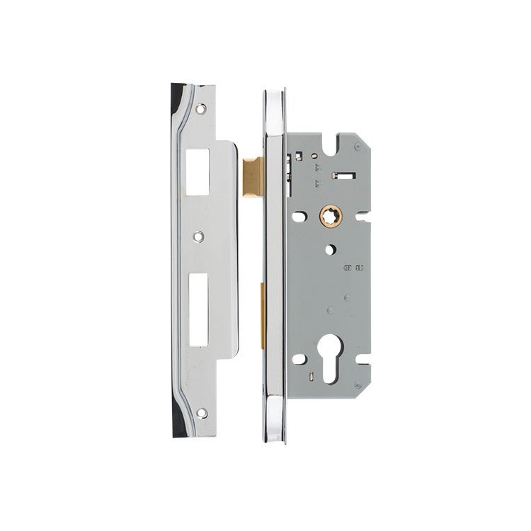 85mm Euro Mortice Locks - Rebated - Entry Point - Iver - Polished Chrome - External Locks