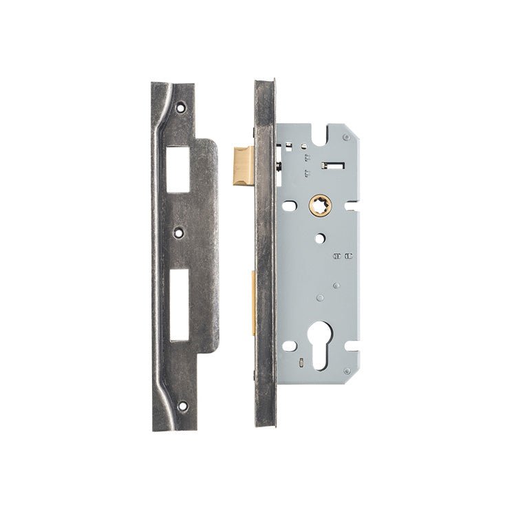 85mm Euro Mortice Locks - Rebated - Entry Point - Iver - Distressed Nickel - External Locks