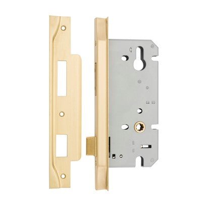 85mm Euro Mortice Locks - Rebated - Entry Point - Iver - Brushed Gold PVD - External Locks