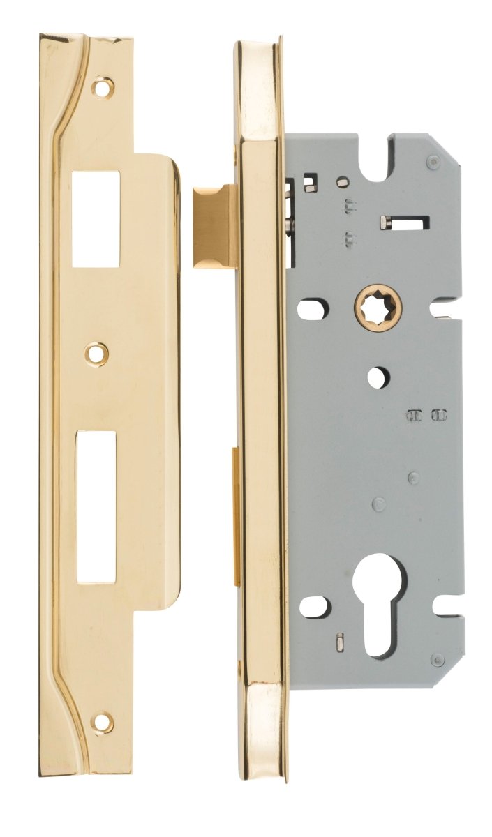 85mm Euro Mortice Locks - Rebated - Entry Point - Iver - Polished Brass - External Locks