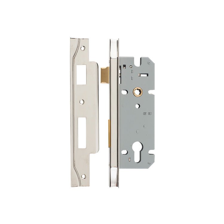 85mm Euro Mortice Locks - Rebated - Entry Point - Iver - Polished Nickel - External Locks