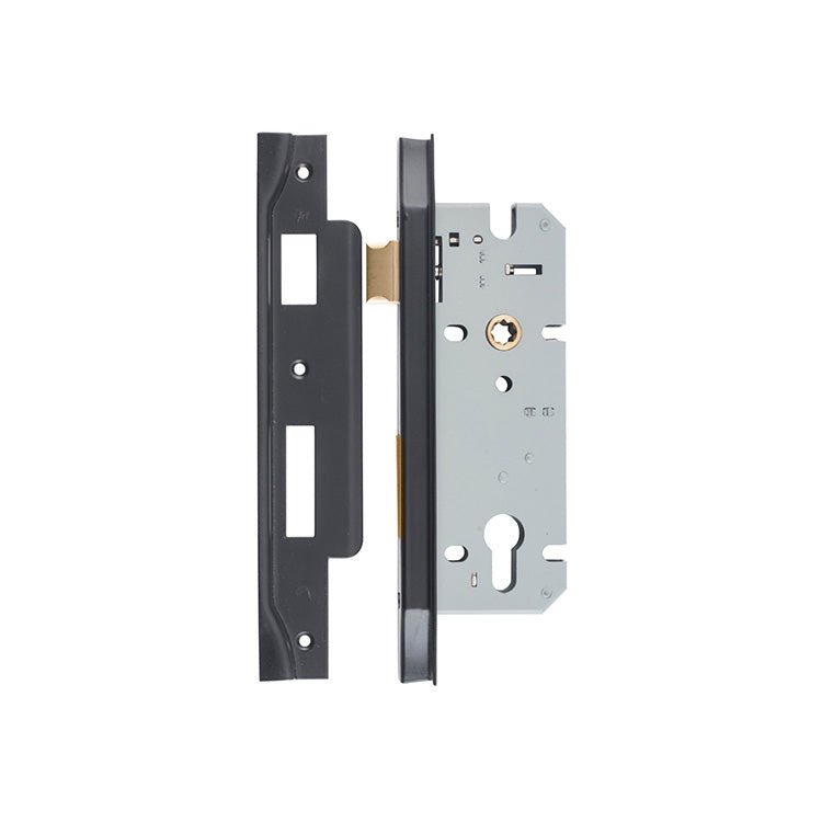 85mm Euro Mortice Locks - Rebated - Entry Point - Iver - Matt Black - External Locks