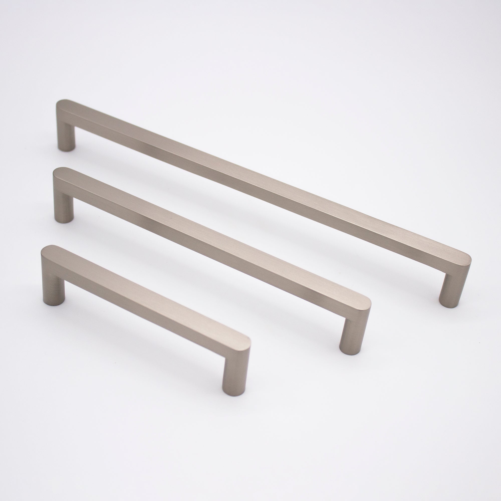 Brushed Nickel Straight Profile Cabinet Pull - Clio - Manovella