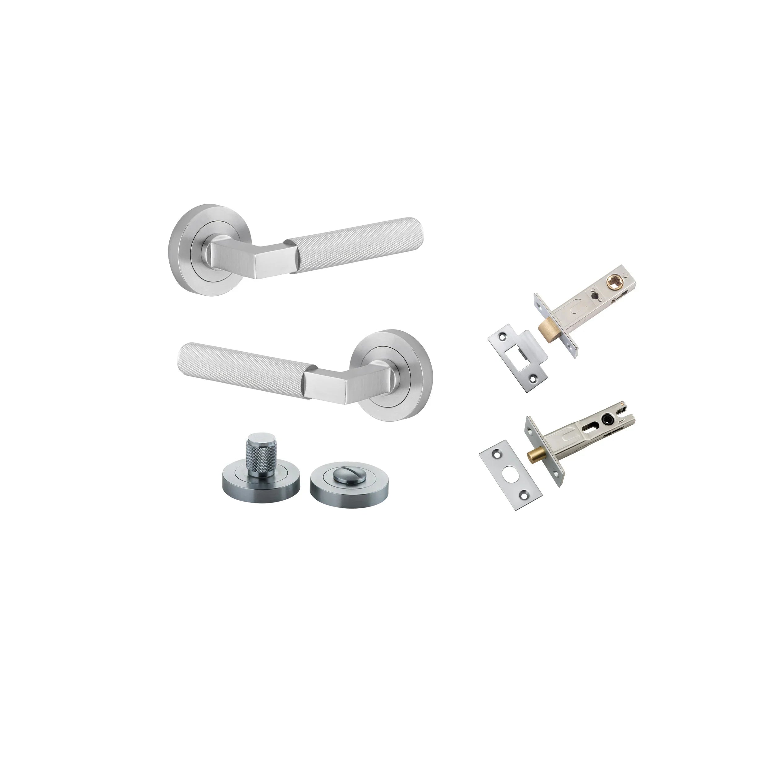 Brunswick Lever - Round Rose - Entry Point - Iver - Brushed Chrome - Door Levers