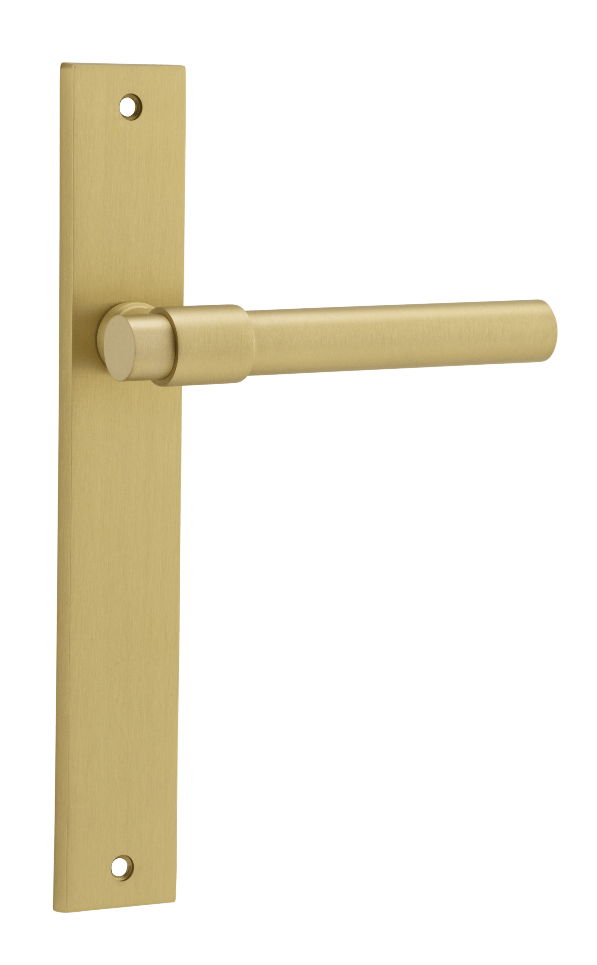 Helsinki Lever - Rectangular Backplate - Entry Point - Iver - Brushed Gold PVD - Door Levers