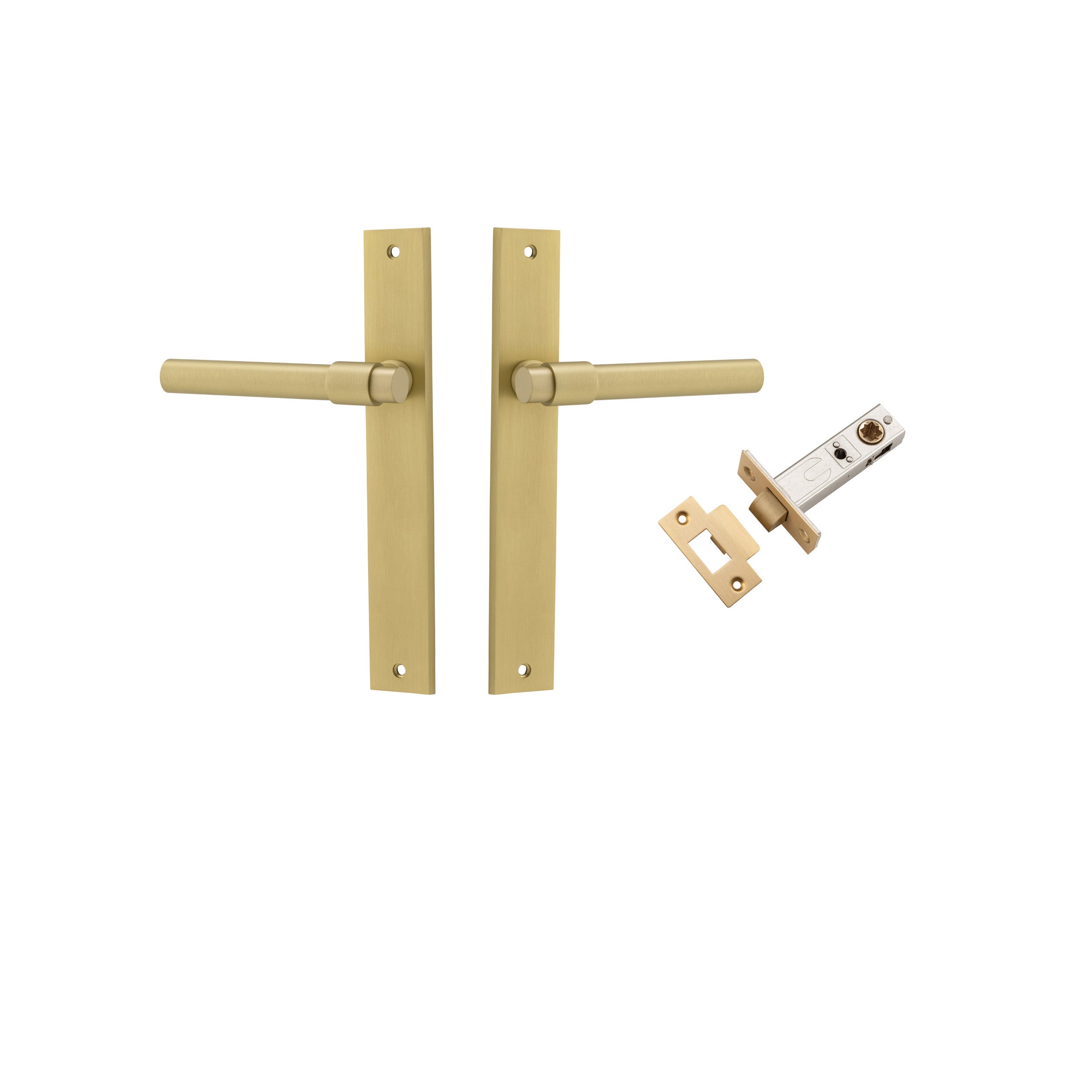 Helsinki Lever - Rectangular Backplate - Entry Point - Iver - Brushed Gold PVD - Door Levers