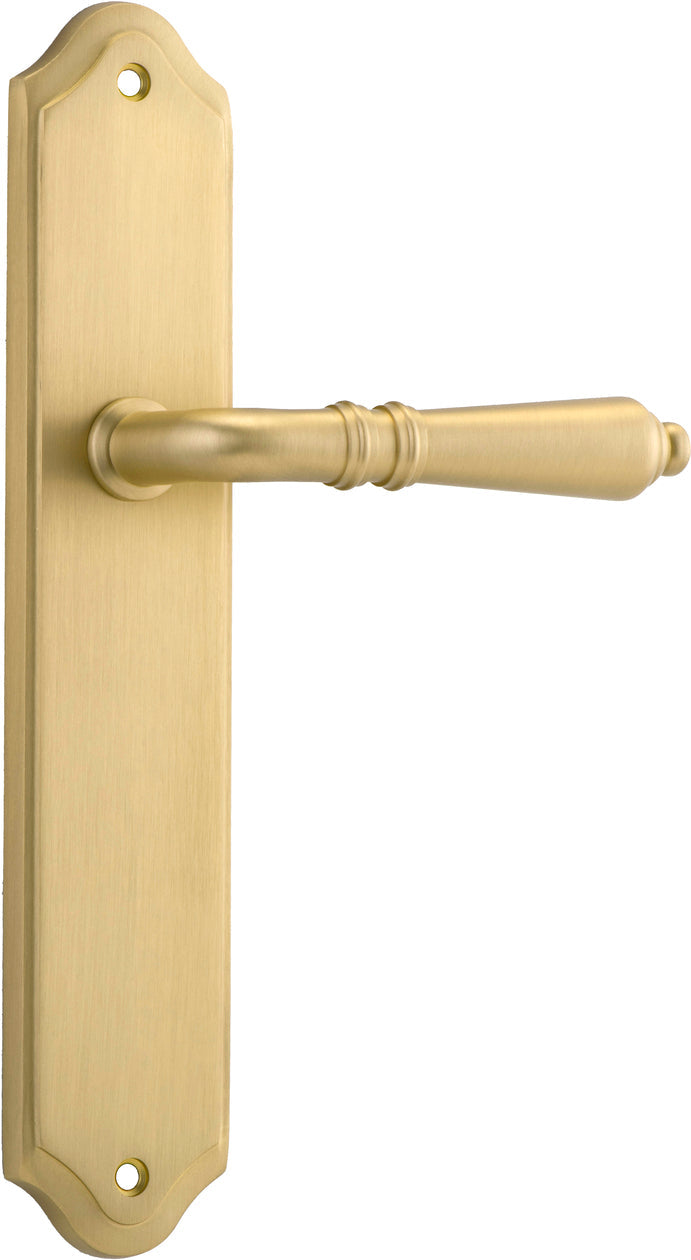 Sarlat Lever - Shouldered Backplate - Entry Point - Iver - Brushed Gold PVD - Door Levers