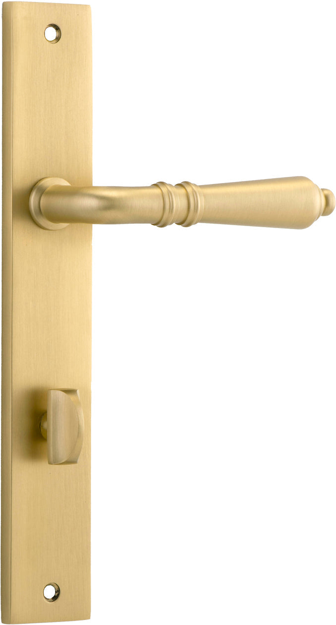 Sarlat Lever - Rectangular Backplate - Entry Point - Iver - Brushed Gold PVD - Door Levers