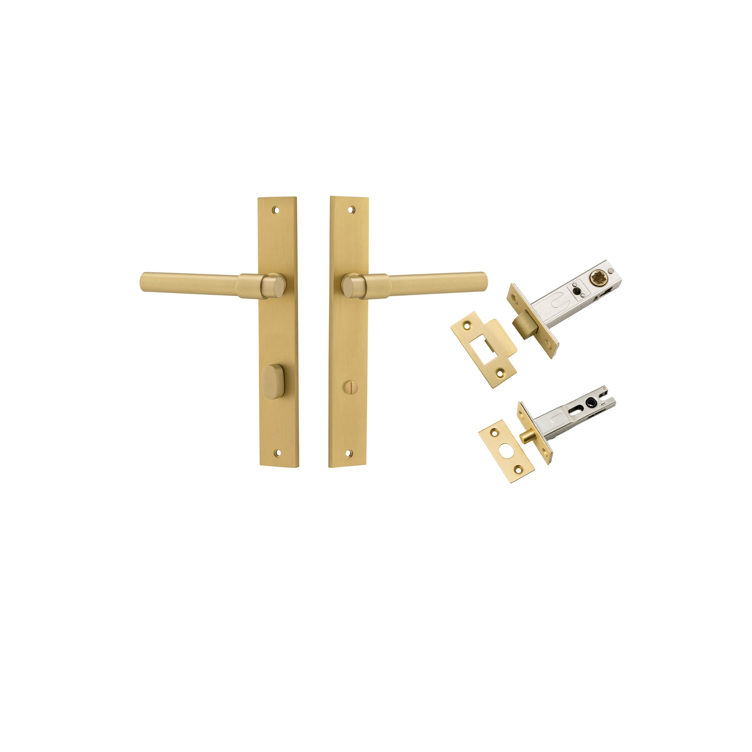 Helsinki Lever - Rectangular Backplate - Entry Point - Iver - Brushed Gold PVD - Door Levers