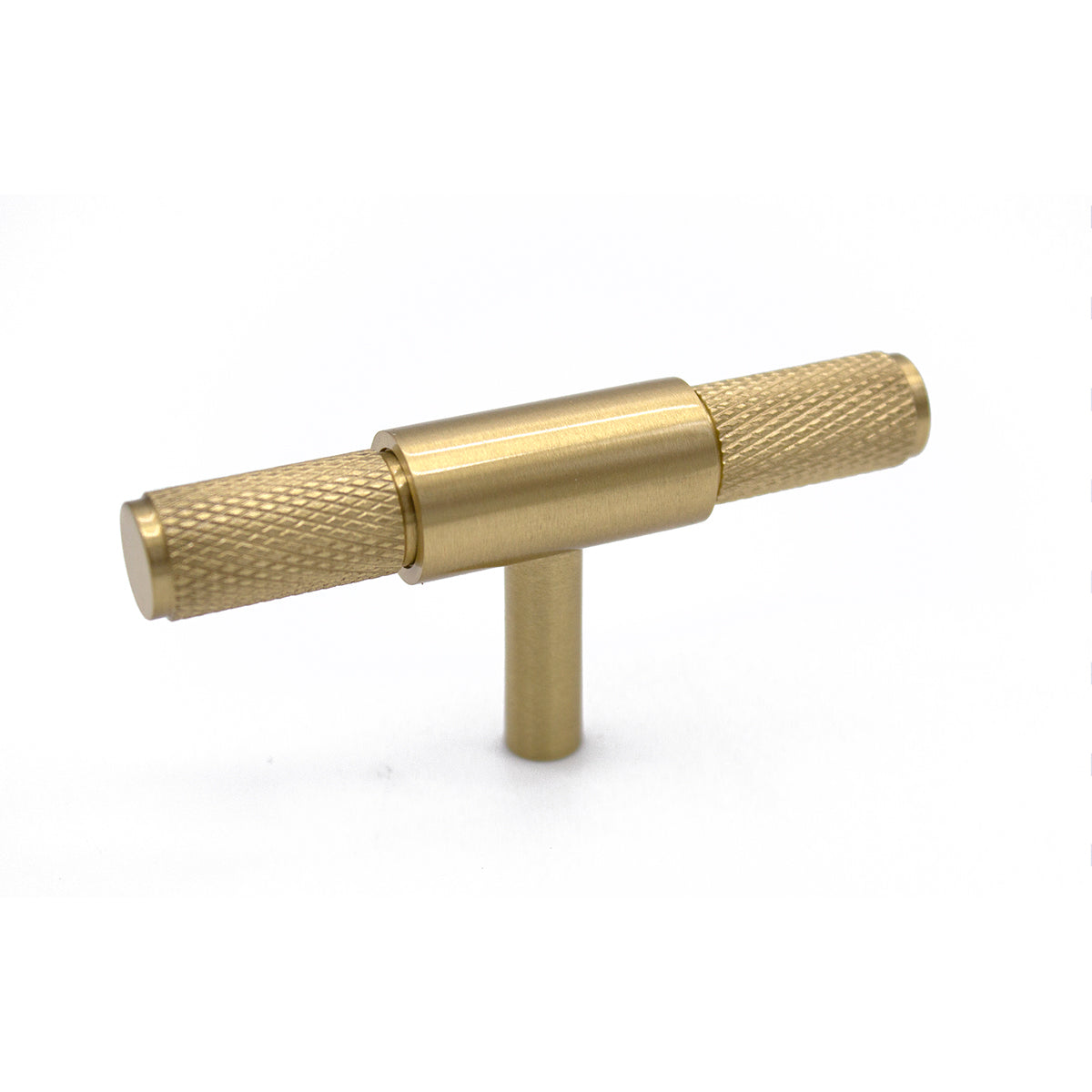 Brushed Brass Knurled Cabinet T-Bar Pull - Miranda - Manovella