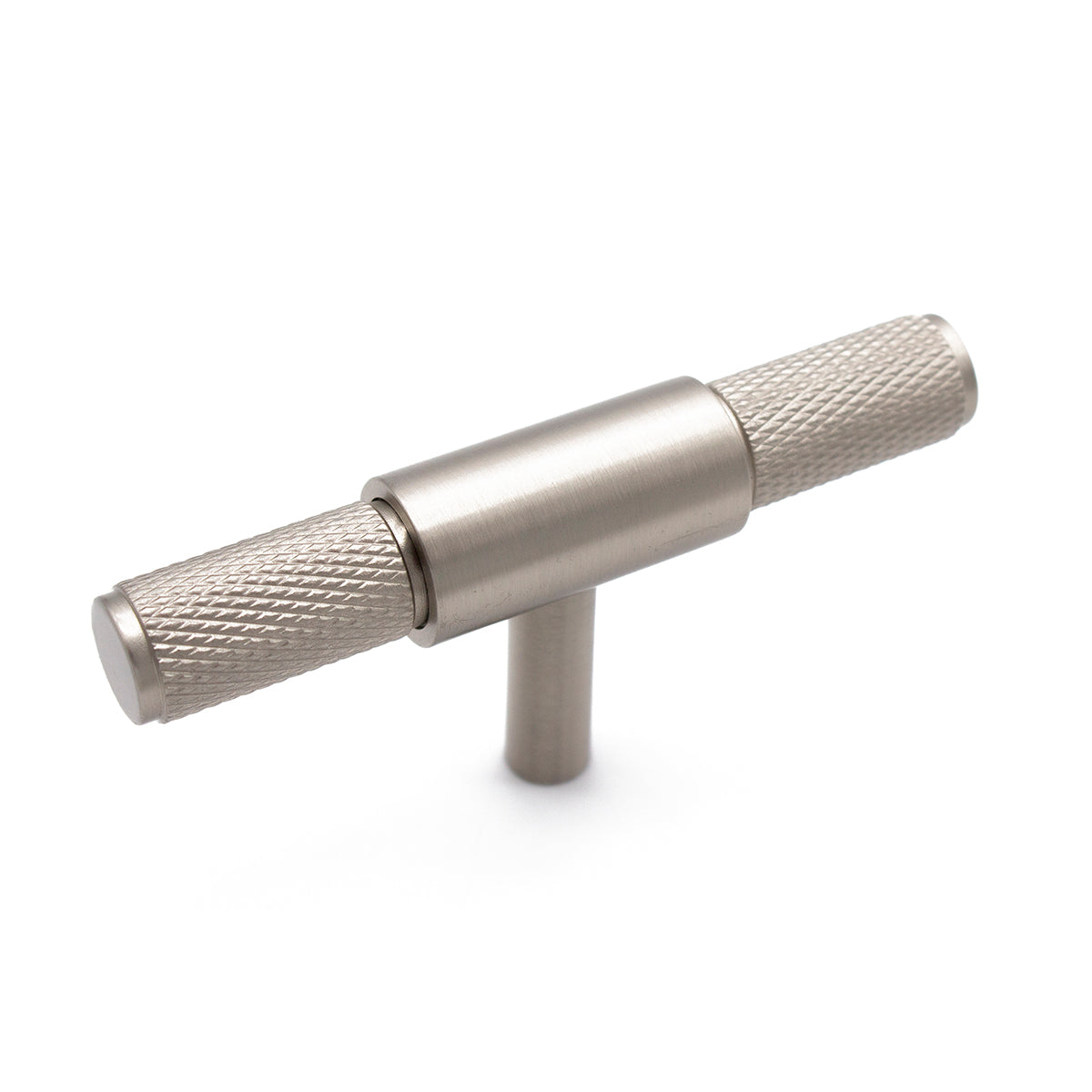 Brushed Nickel Knurled Cabinet T-Bar Pull - Miranda - Manovella