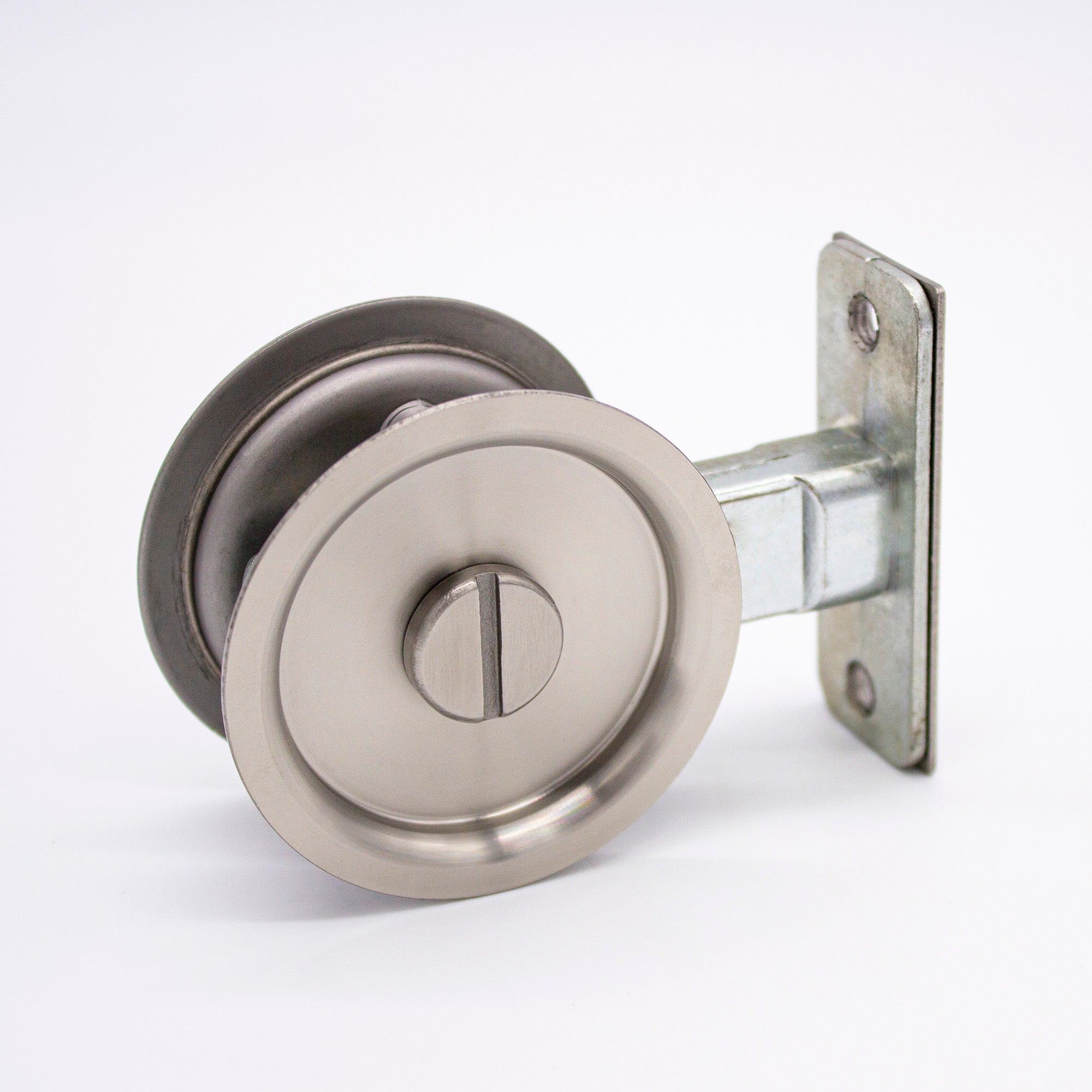 Brushed Nickel Round Sliding Cavity Privacy Lock - Manovella