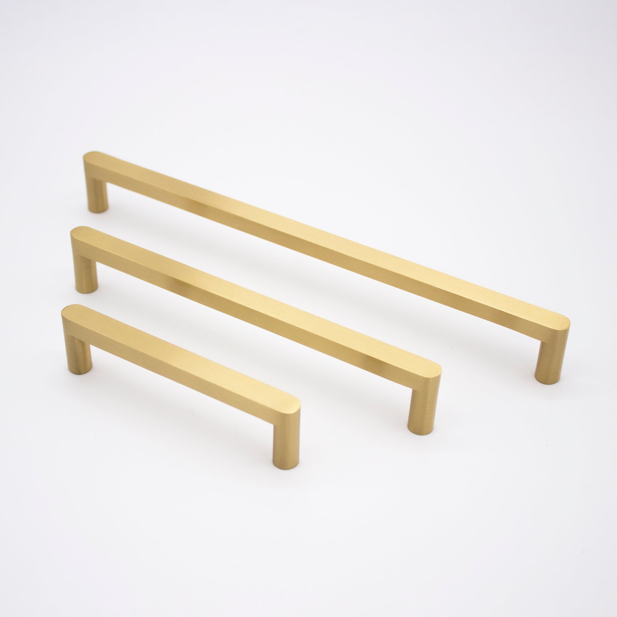 Brushed Brass Straight Profile Cabinet Pull - Clio - Manovella