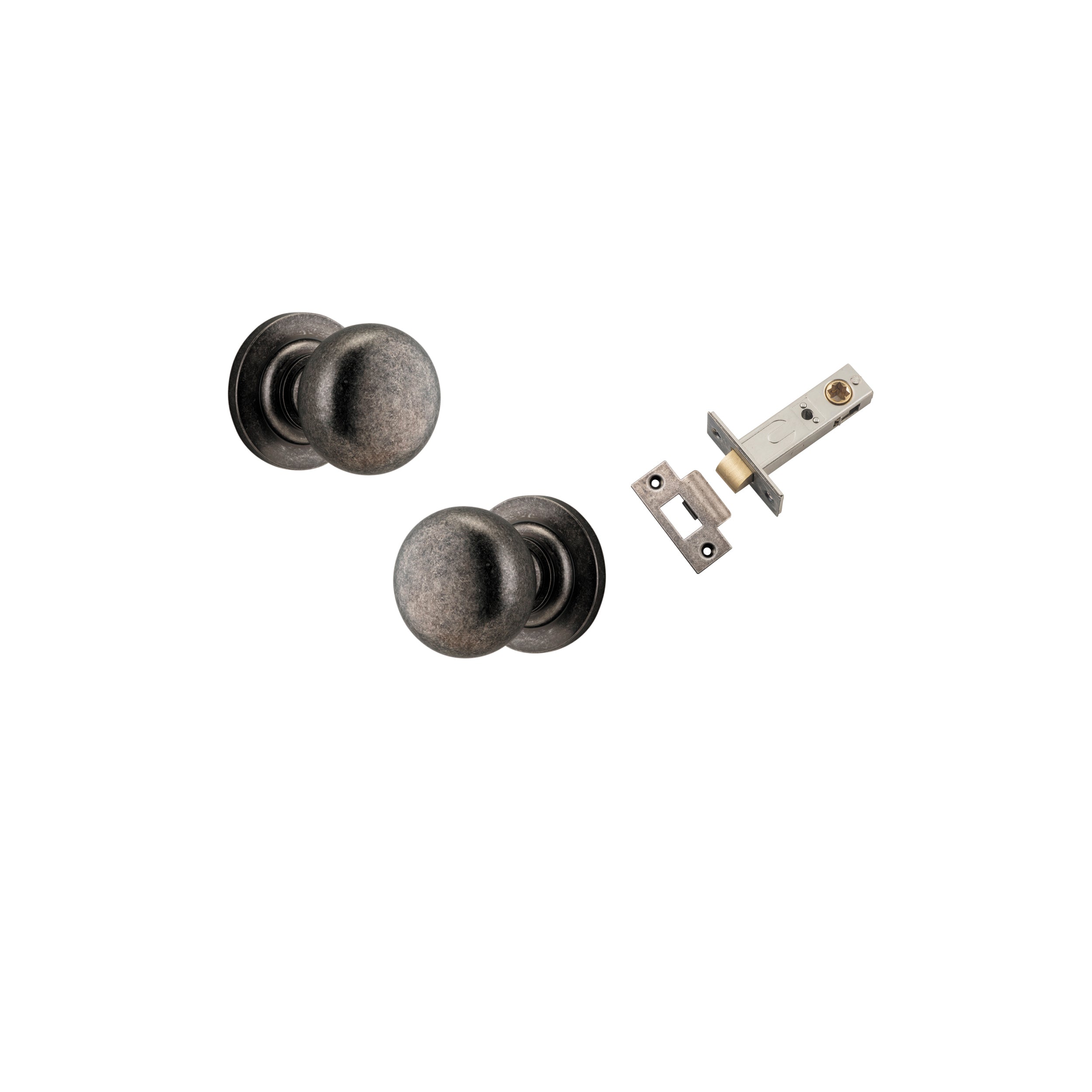 Cambridge Knob - Round Rose - Entry Point - Iver - Distressed Nickel - Door Knobs