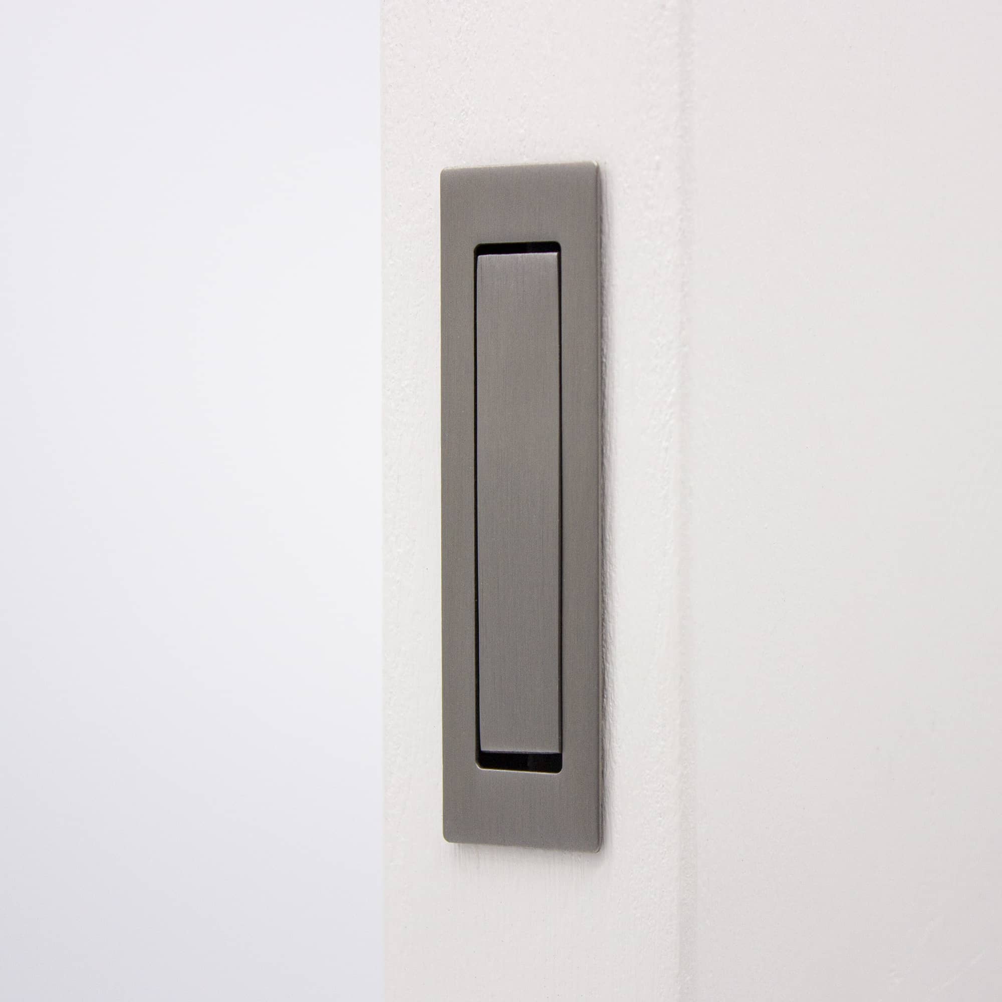 Brushed Nickel Concealed Sliding Door Edge Pull - Manovella