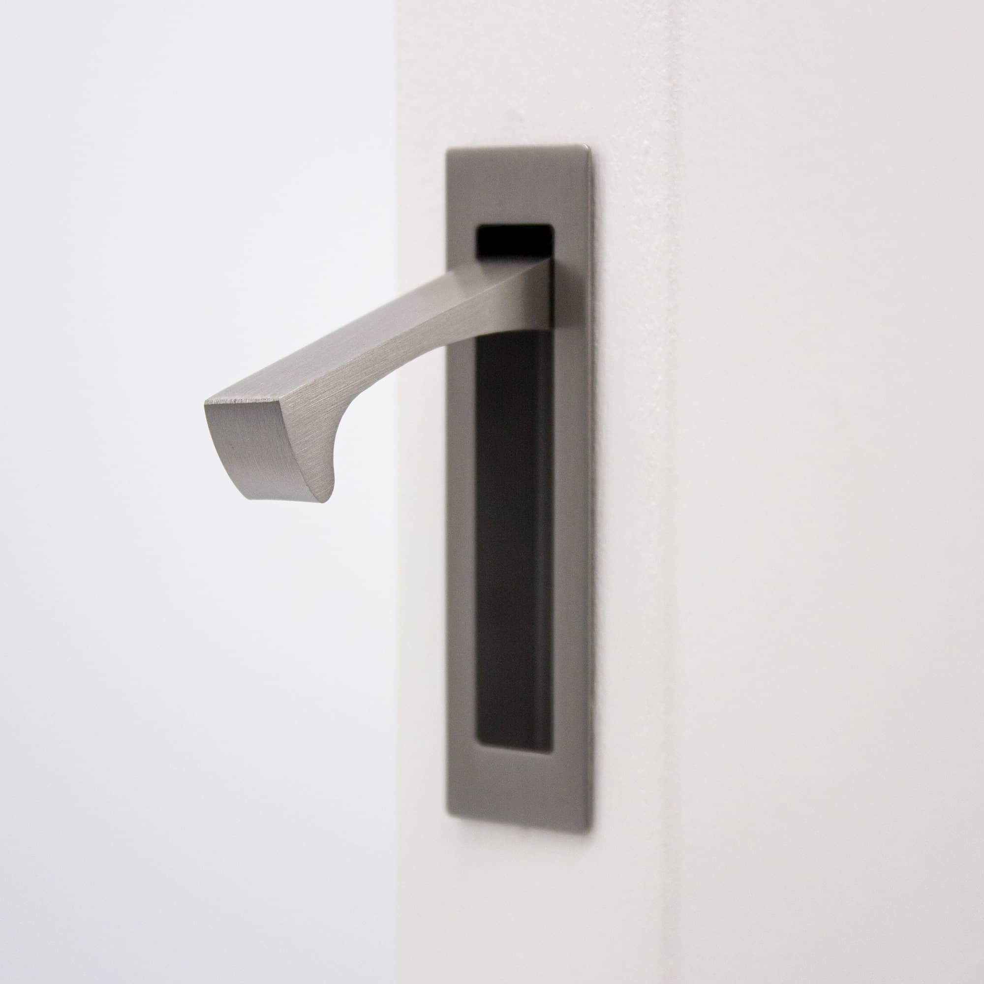 Brushed Nickel Concealed Sliding Door Edge Pull - Manovella