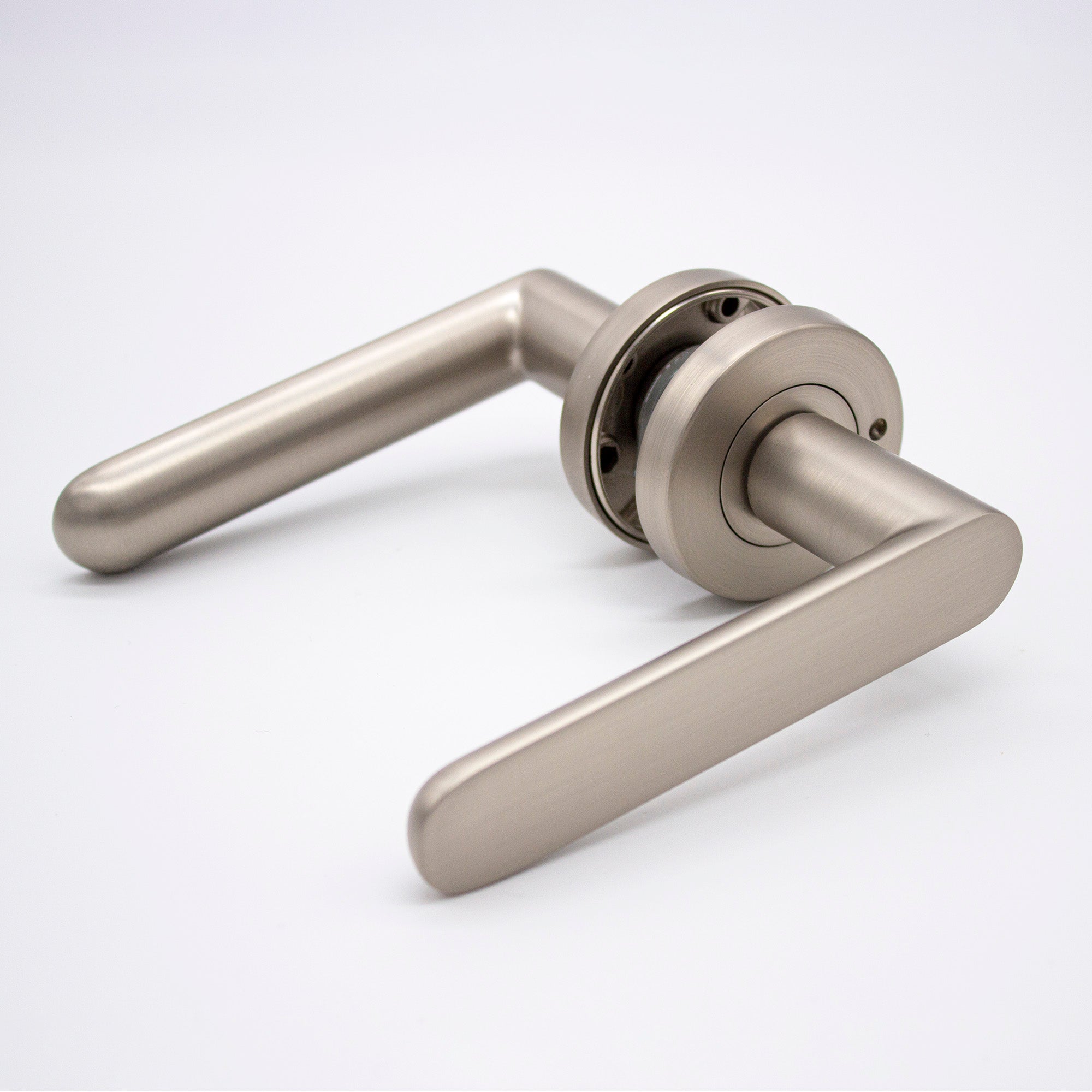 Brushed Nickel Privacy Door Handle - Fairhaven - Manovella