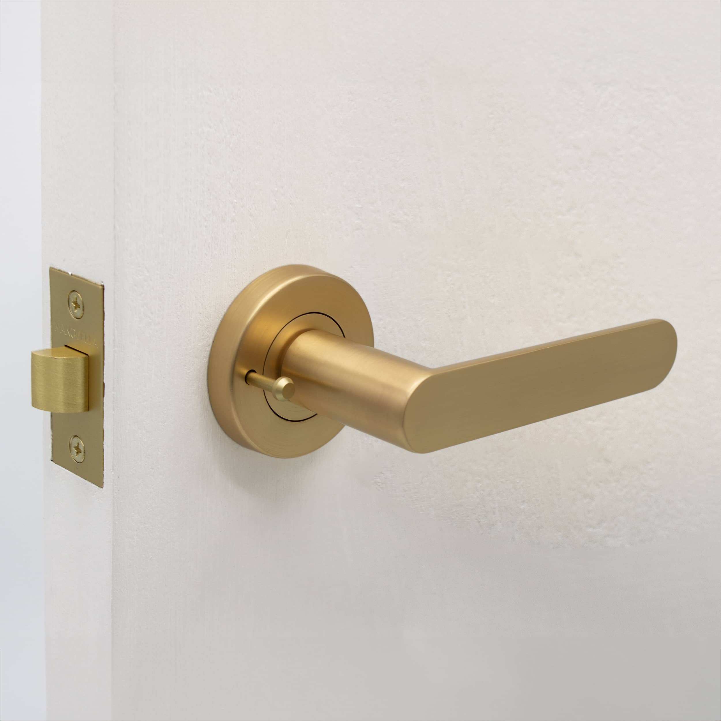 Satin Brass Privacy Door Handle - Fairhaven - Manovella