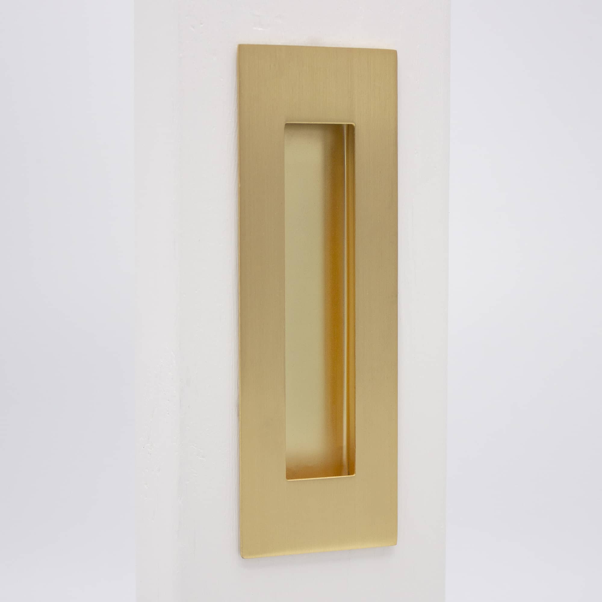 Satin Brass Sliding Door Flush Pull 150mm x 50mm - Manovella