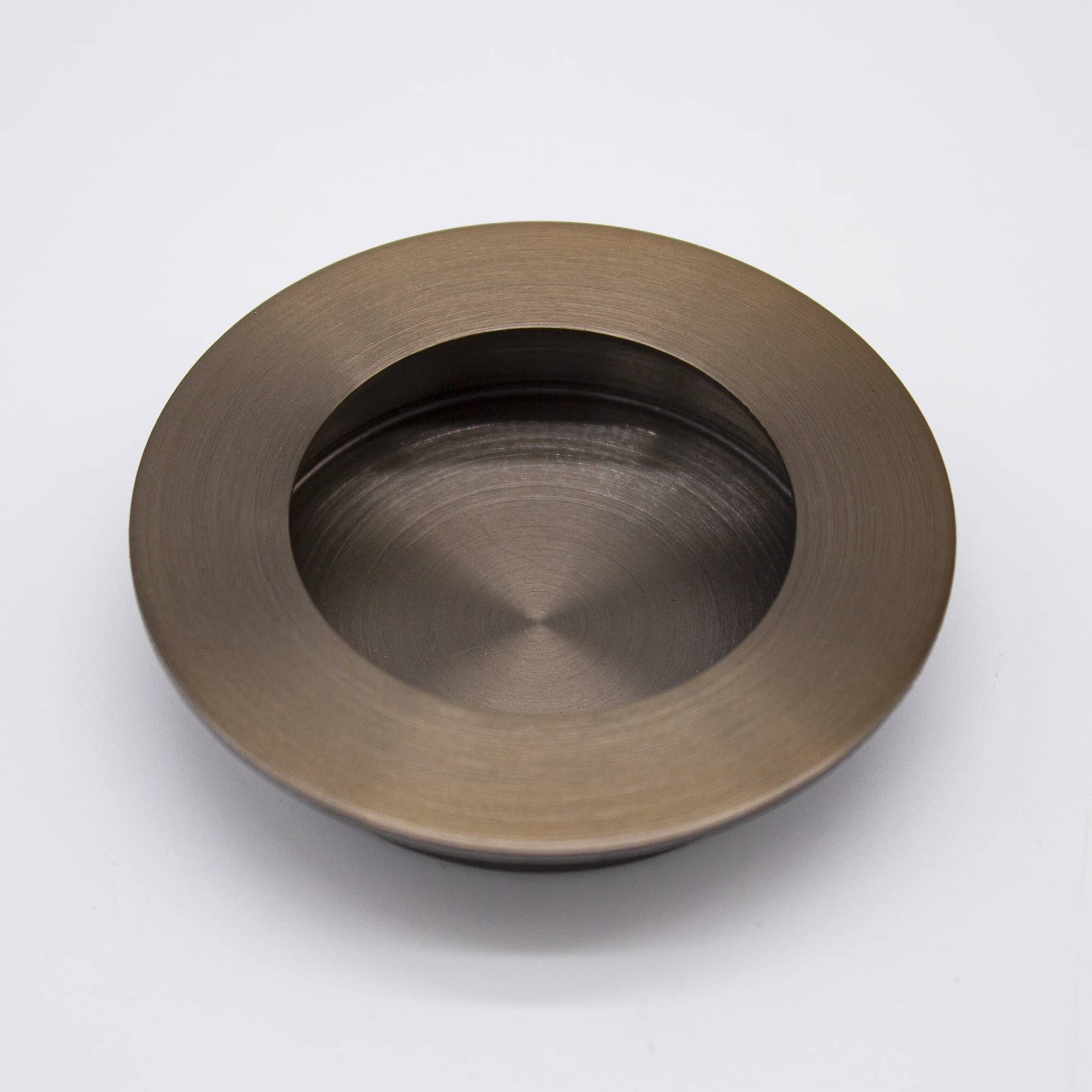 Aged Brass Sliding Door Round Flush Pull 65mm - Manovella