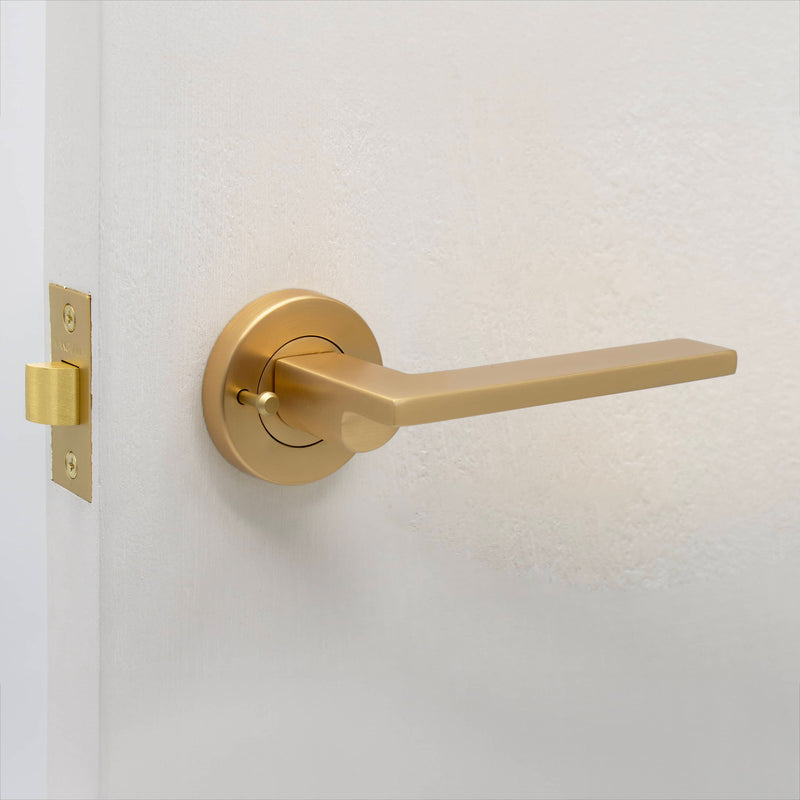 Satin Brass Privacy Door Handle - Hamilton - Manovella