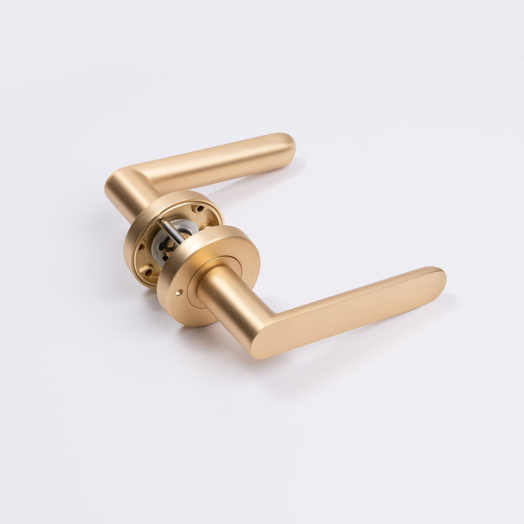 Satin Brass Privacy Door Handle - Fairhaven - Manovella