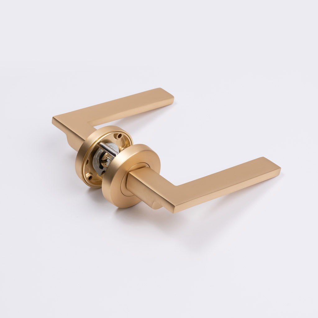 Satin Brass Passage Door Handle - Hamilton - Manovella