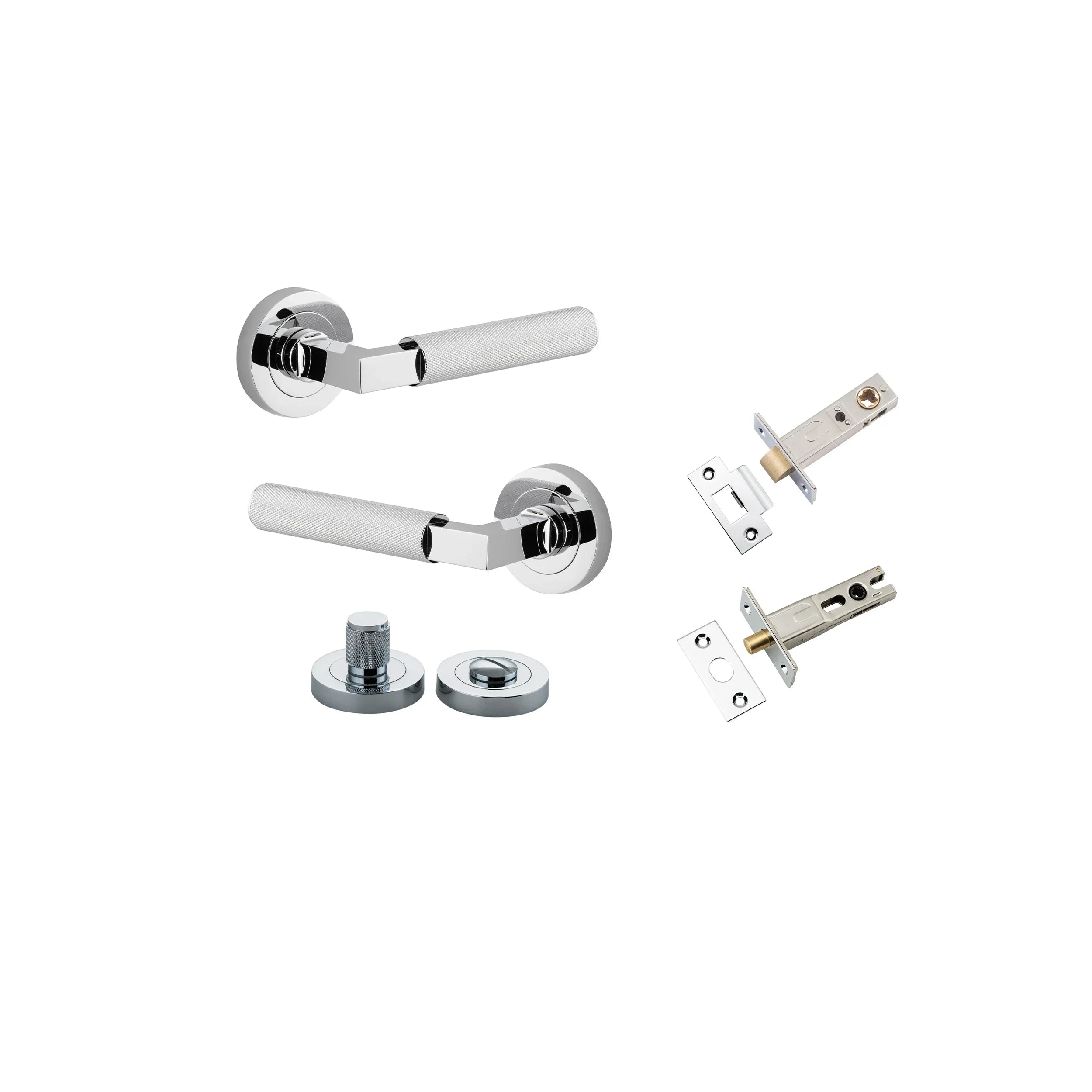 Brunswick Lever - Round Rose - Entry Point - Iver - Polished Chrome - Door Levers