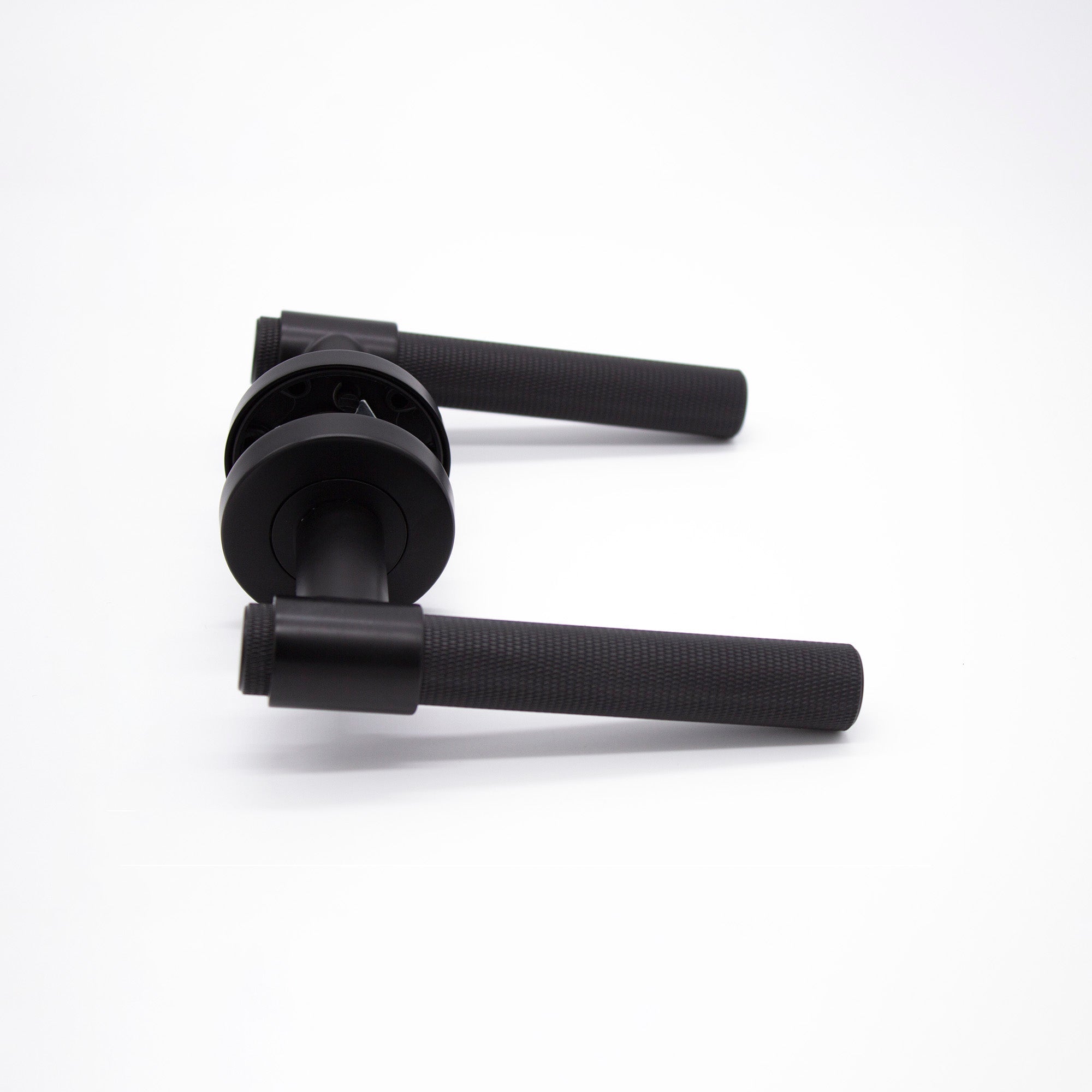 Matt Black Knurled Passage Door Handle - Rosedale - Manovella