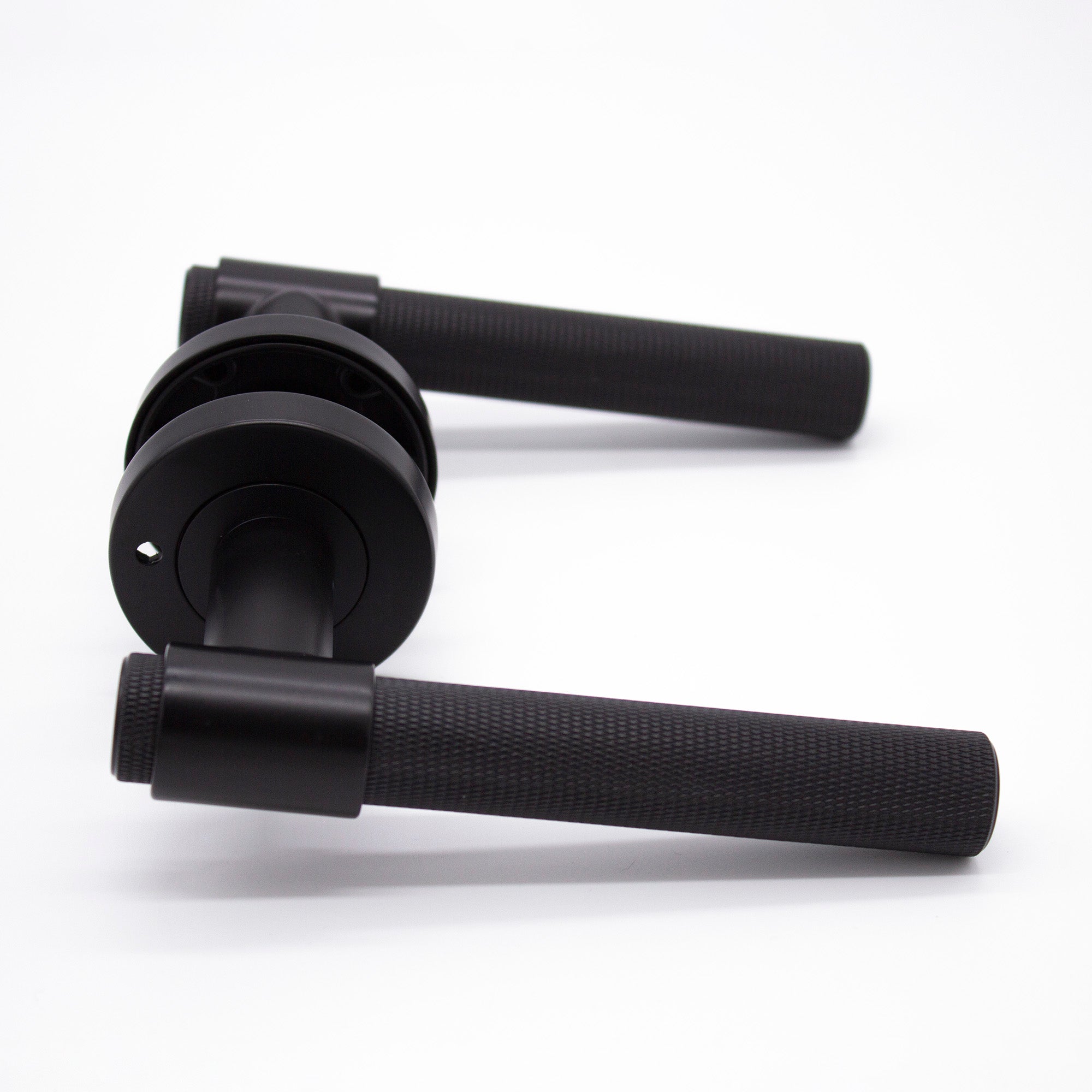 Matt Black Knurled Privacy Door Handle - Rosedale - Manovella