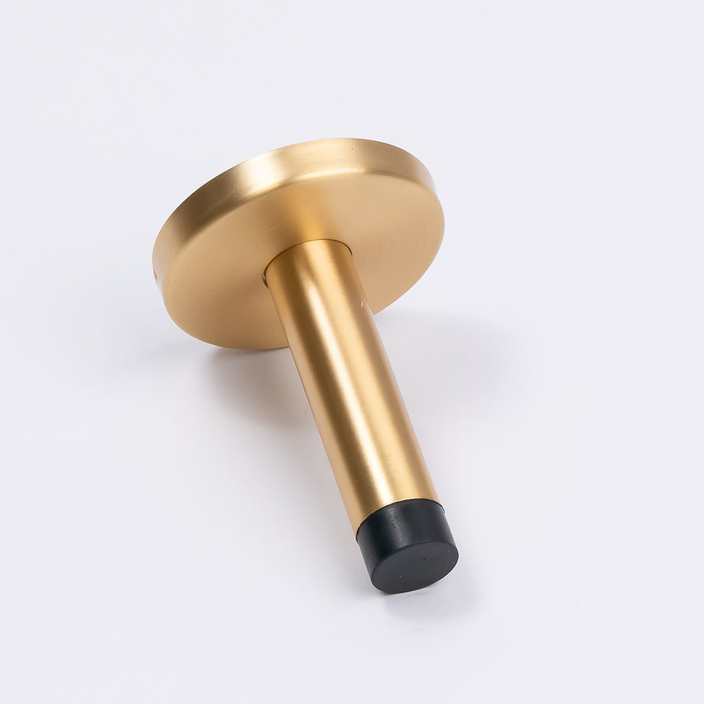 Satin Brass Wall Mounted Straight Door Stop - Manovella