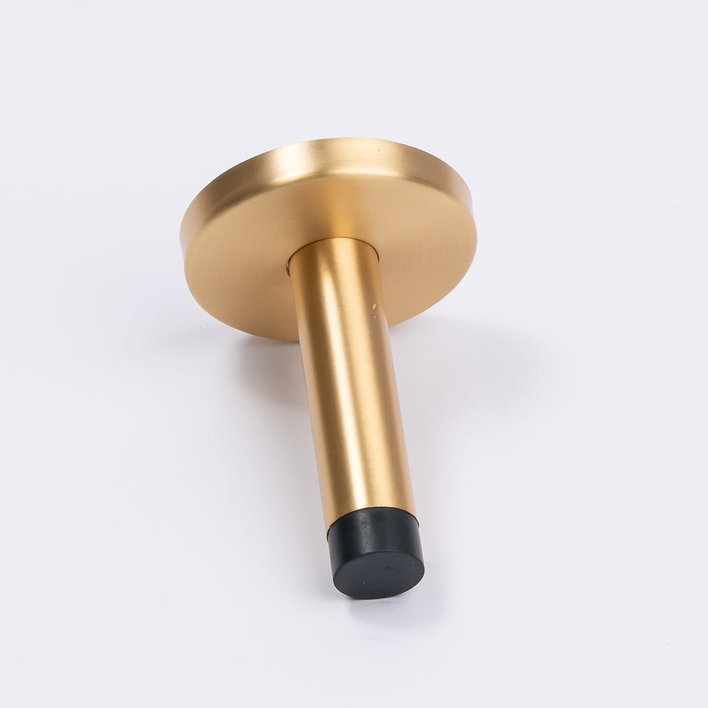 Satin Brass Wall Mounted Straight Door Stop - Manovella