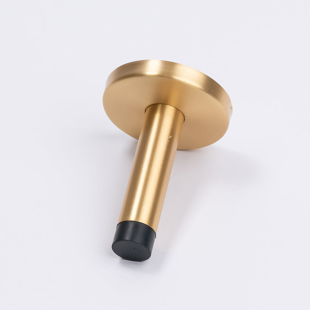 Satin Brass Wall Mounted Straight Door Stop - Manovella