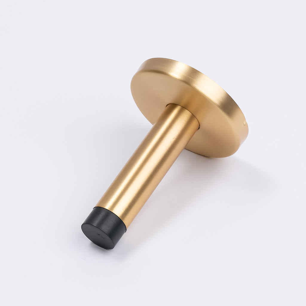 Satin Brass Wall Mounted Straight Door Stop - Manovella