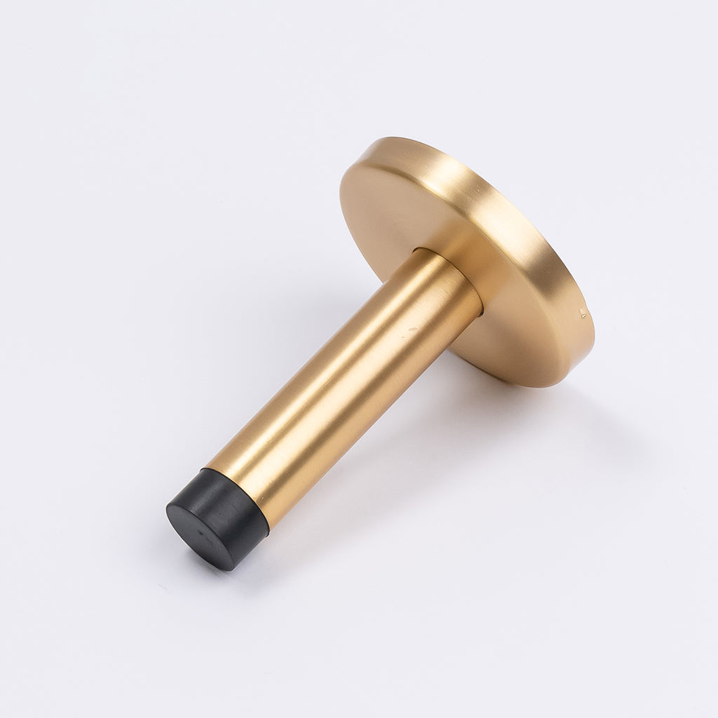 Satin Brass Wall Mounted Straight Door Stop - Manovella