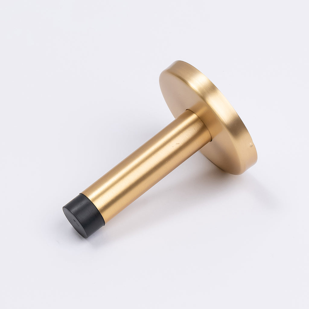 Satin Brass Wall Mounted Straight Door Stop - Manovella