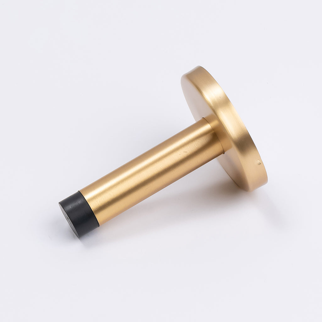 Satin Brass Wall Mounted Straight Door Stop - Manovella