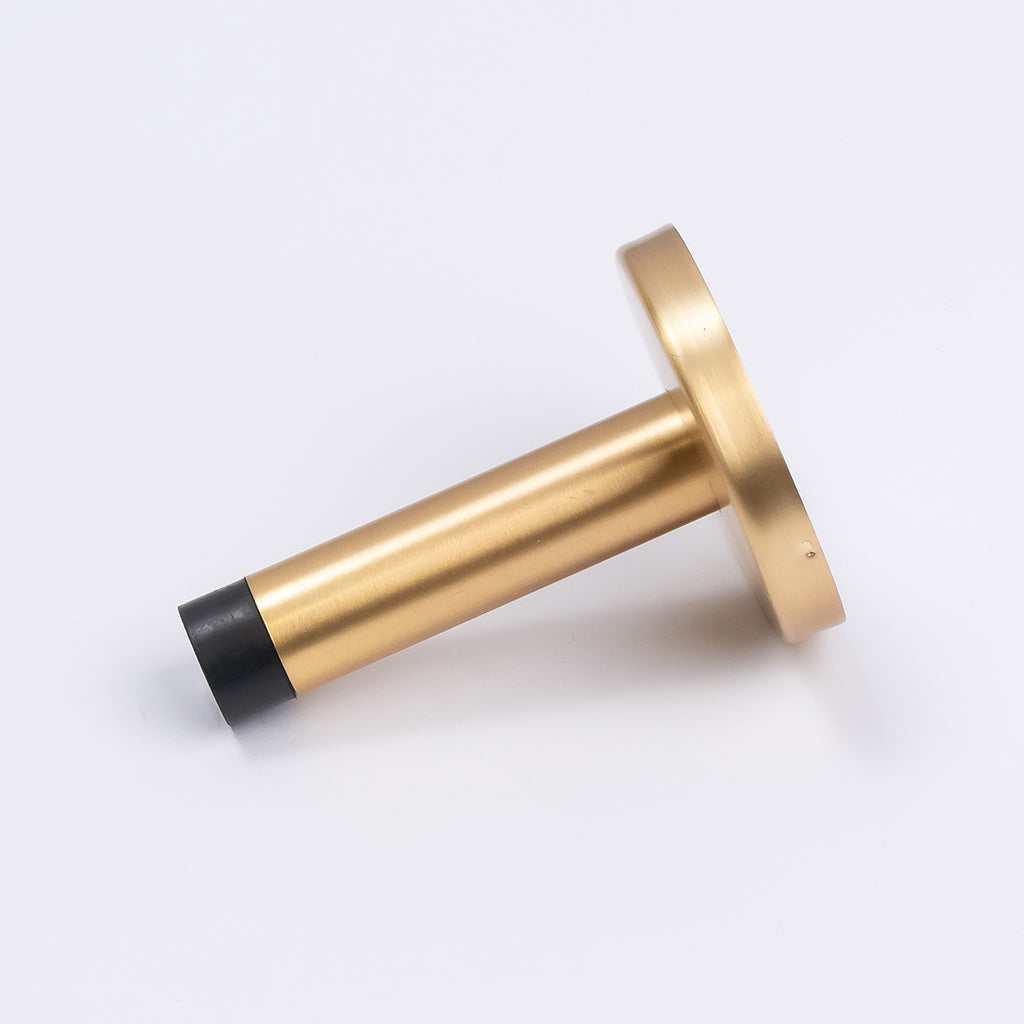 Satin Brass Wall Mounted Straight Door Stop - Manovella