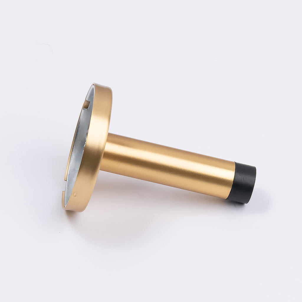 Satin Brass Wall Mounted Straight Door Stop - Manovella