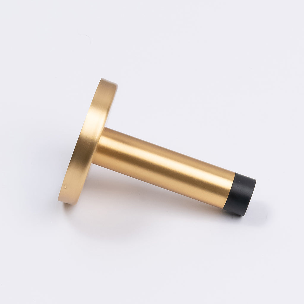 Satin Brass Wall Mounted Straight Door Stop - Manovella