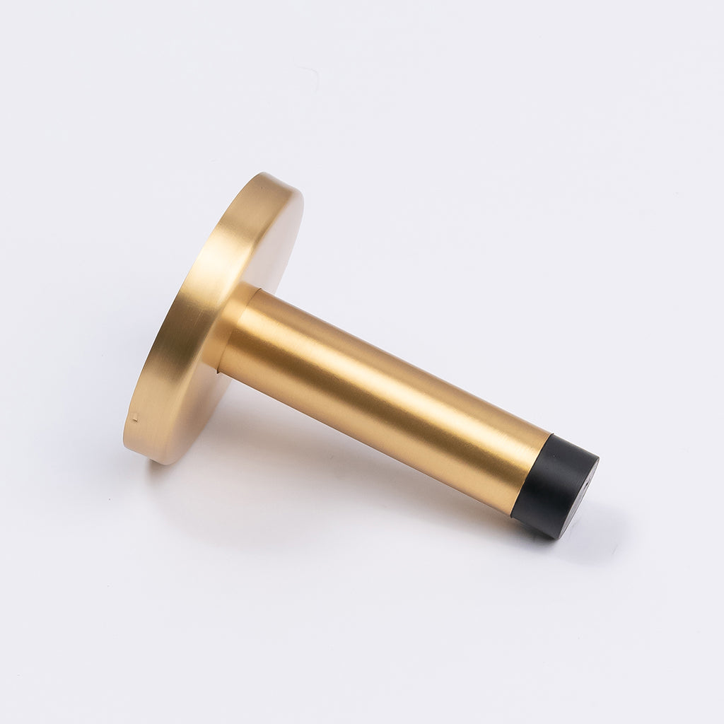 Satin Brass Wall Mounted Straight Door Stop - Manovella