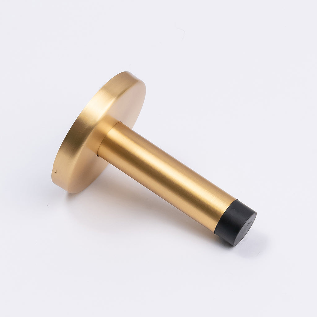 Satin Brass Wall Mounted Straight Door Stop - Manovella