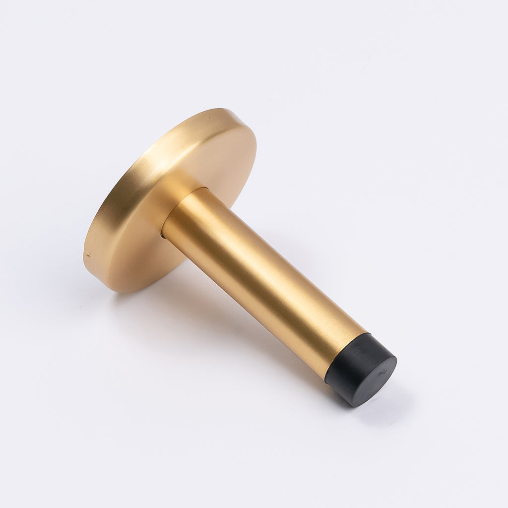 Satin Brass Wall Mounted Straight Door Stop - Manovella