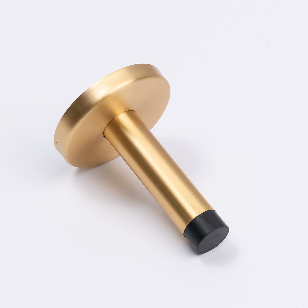 Satin Brass Wall Mounted Straight Door Stop - Manovella