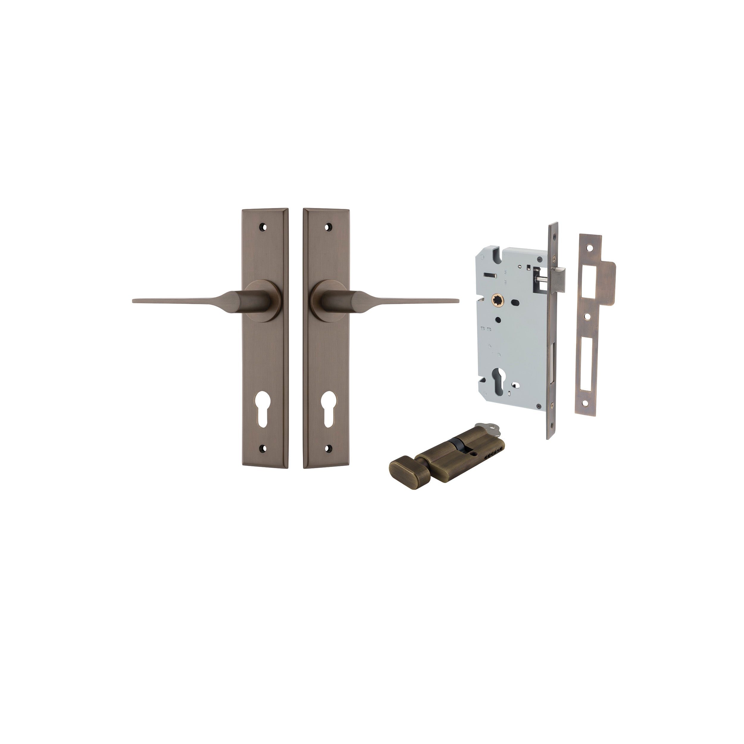 Como Lever - Chamfered Backplate - Entry Point - Iver - Signature Brass - Door Levers