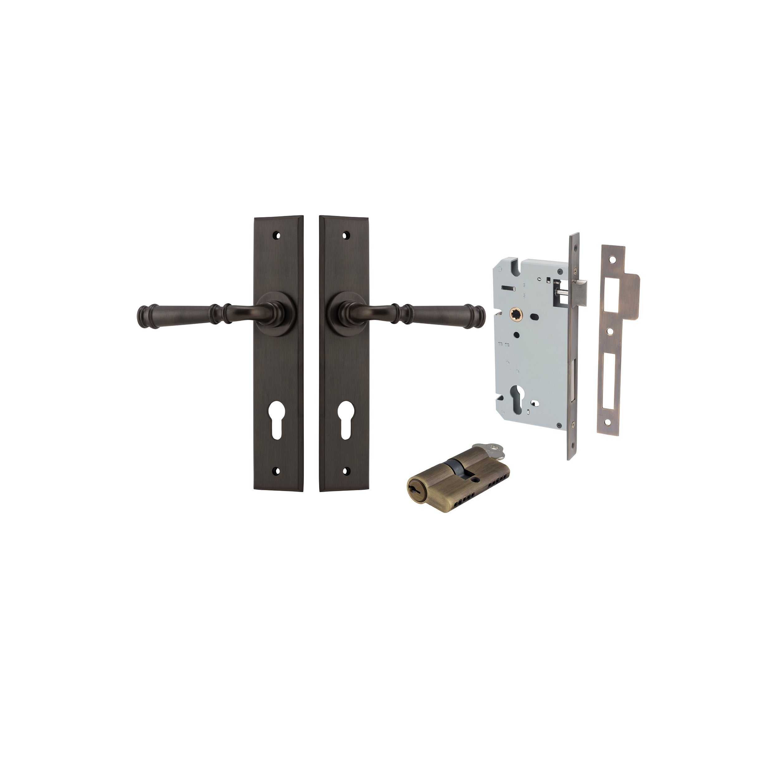 Verona Lever - Chamfered Backplate - Entry Point - Iver - Signature Brass - Door Levers